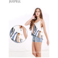 Women Sexy Deep V Flouncing Sleeve Striped Straps Strapless Tops Wild Women Small Shirt Blouse